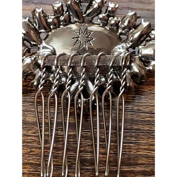 Silver Tone Twisted Wire Rhinestone Faux Pearl HAIR COMB Small Bride Wedding - Picture 8 of 10